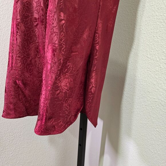 Maroon Chemise Night Dress Womens Lg Ivory Lace Coquette Sexy Flirty Boudoir - Picture 3 of 8
